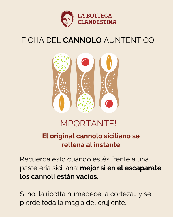 ficha del cannolo autentico, lo más importante, en que te tienes que fijar | la Clandestina